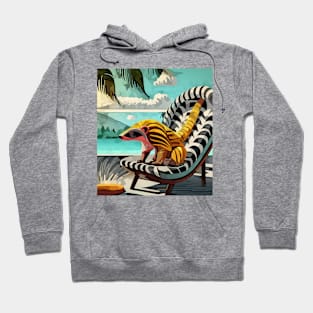 watercolor yellow pangolin on lounge chair Hoodie